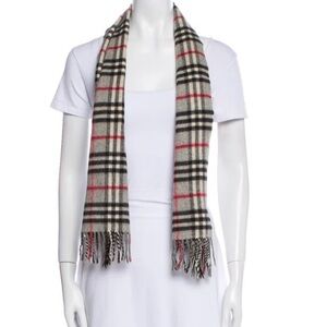 Burberry Gray and Red Scarf